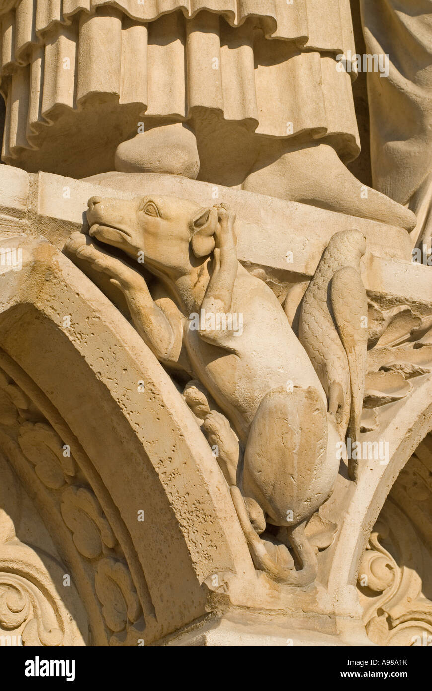 Paris, France. Notre Dame Cathedral - facade detail in Porte de la Vierge Stock Photo