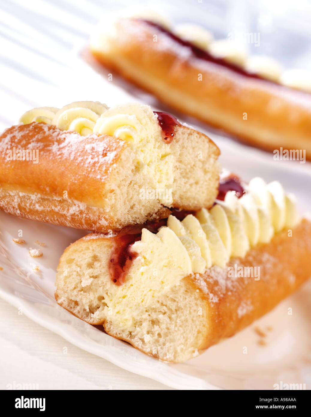 Jam and cream doughnut hires stock photography and images Alamy
