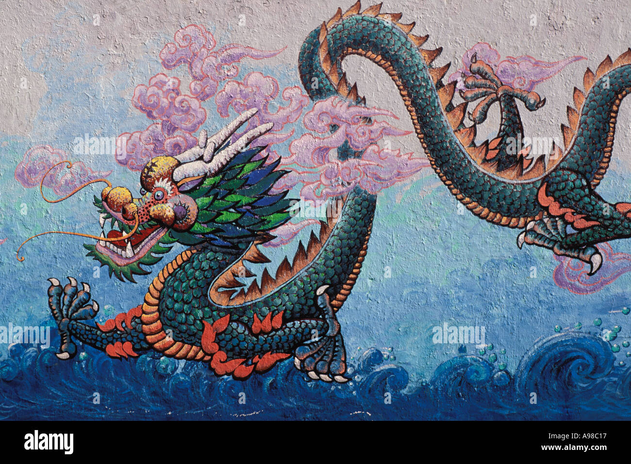 California, San Francisco, Dragon mural, Chinatown Stock Photo