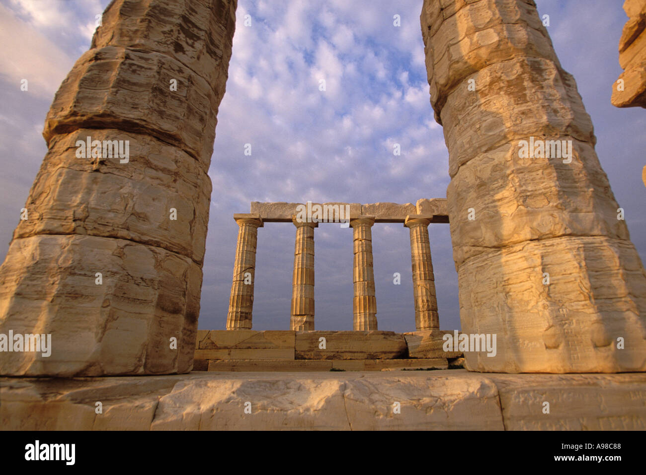 Greece, Attica, Cape Sounion, Temple of Poseidon Stock Photo