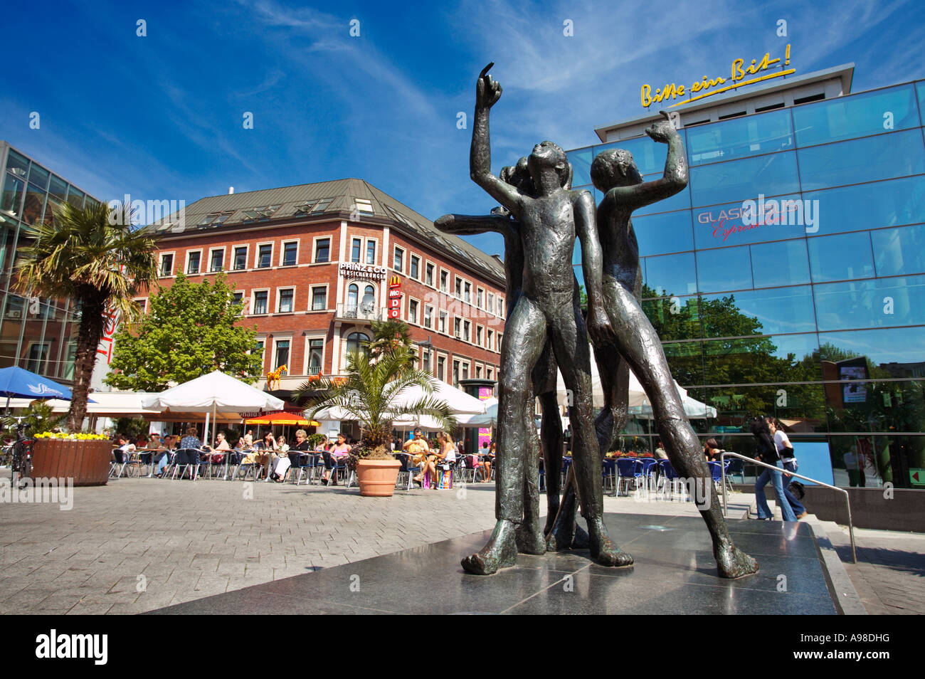 Klenkes monument statue and Glass House, Aachen, Germany, Europe Stock
