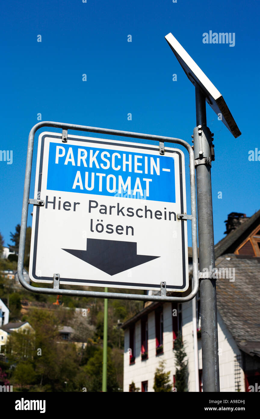 Solar powered Parking Meter sign Germany Europe Stock Photo