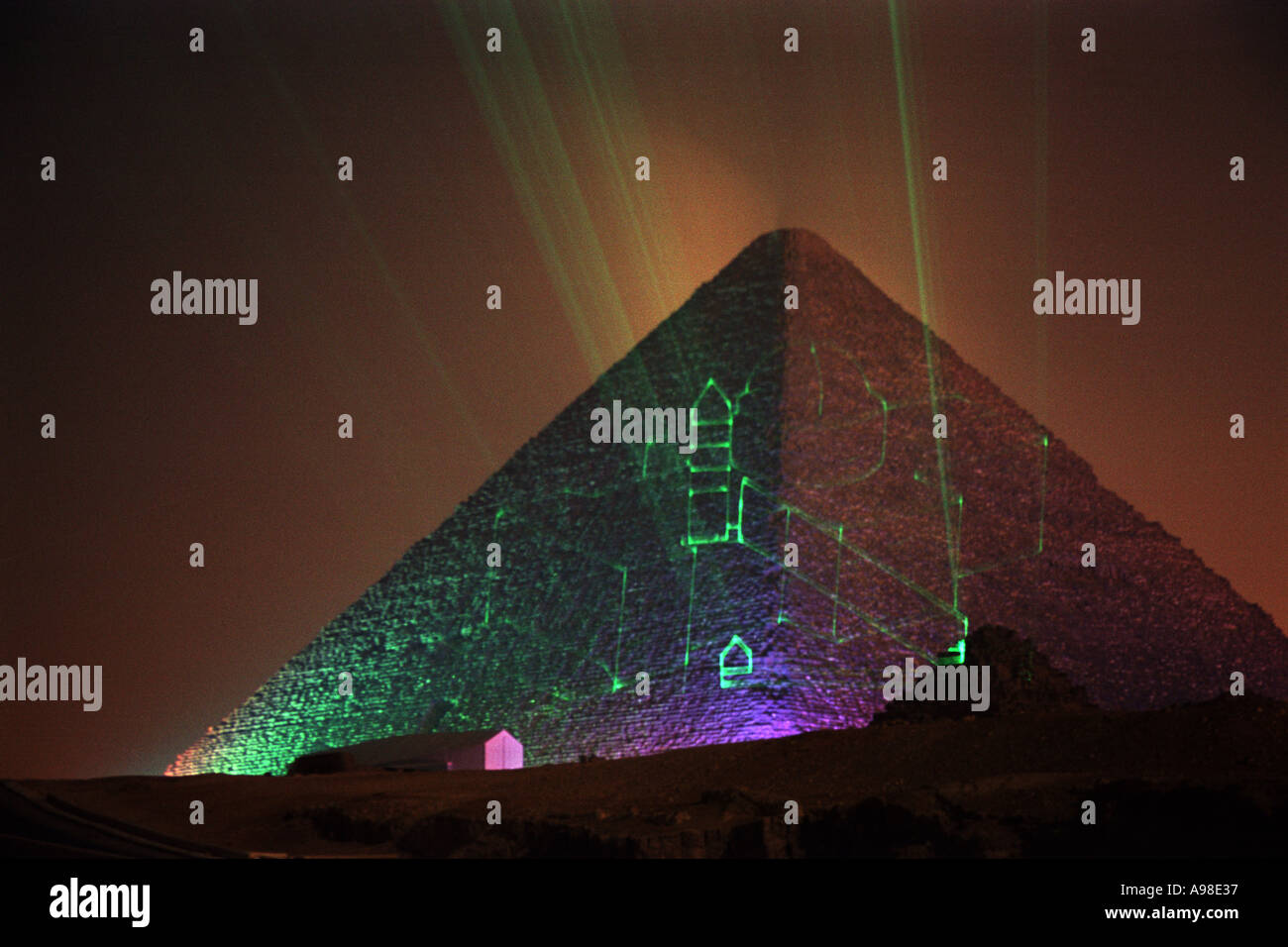 Sound and Light Show at the Great Pyramid of Cheops Giza Cairo Egypt ...