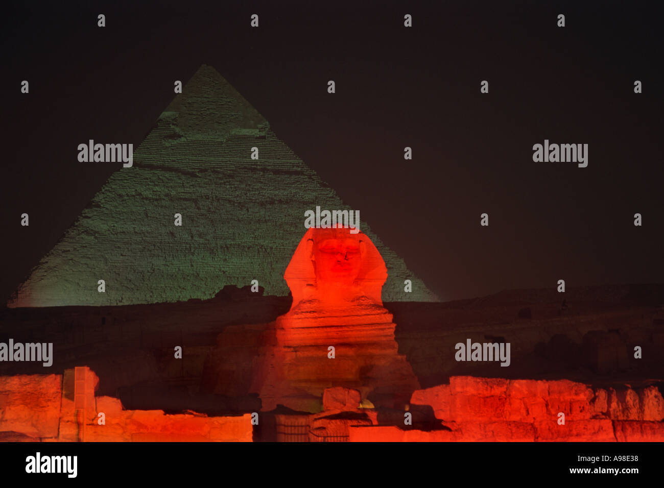 Sound and Light Show at the Great Pyramid of Cheops Giza Cairo Egypt ...