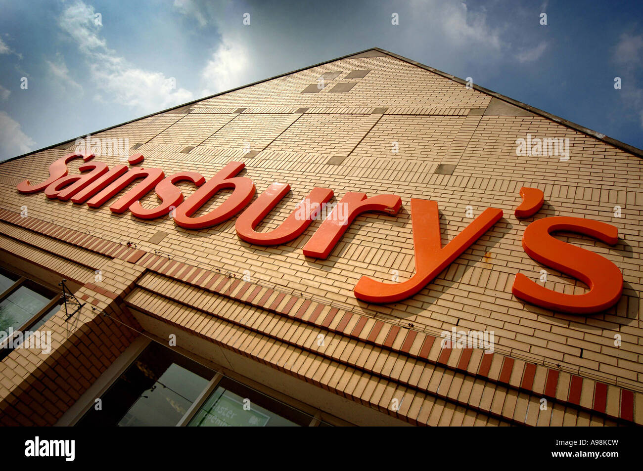 The Sainsburys supermarket store sign in Barnstaple North Devon Stock