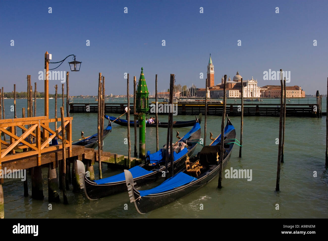 Gondolas moored ,The Lagoon of Venice, Italy Stock Photo - Alamy