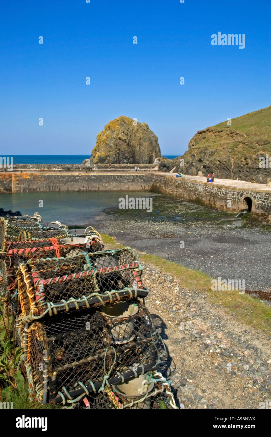the old harbour at mullion cove,cornwall,england Stock Photo