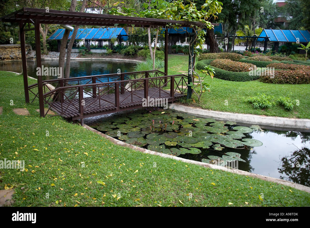 Beautiful Thai Garden based at the Dusit Resort in pattaya Stock Photo