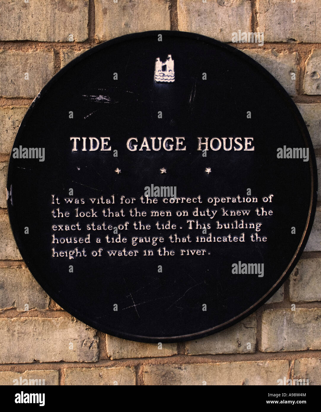 TIDE GAUGE HOUSE sign on the wall of building of same name at Greenland Lock Stock Photo Alamy