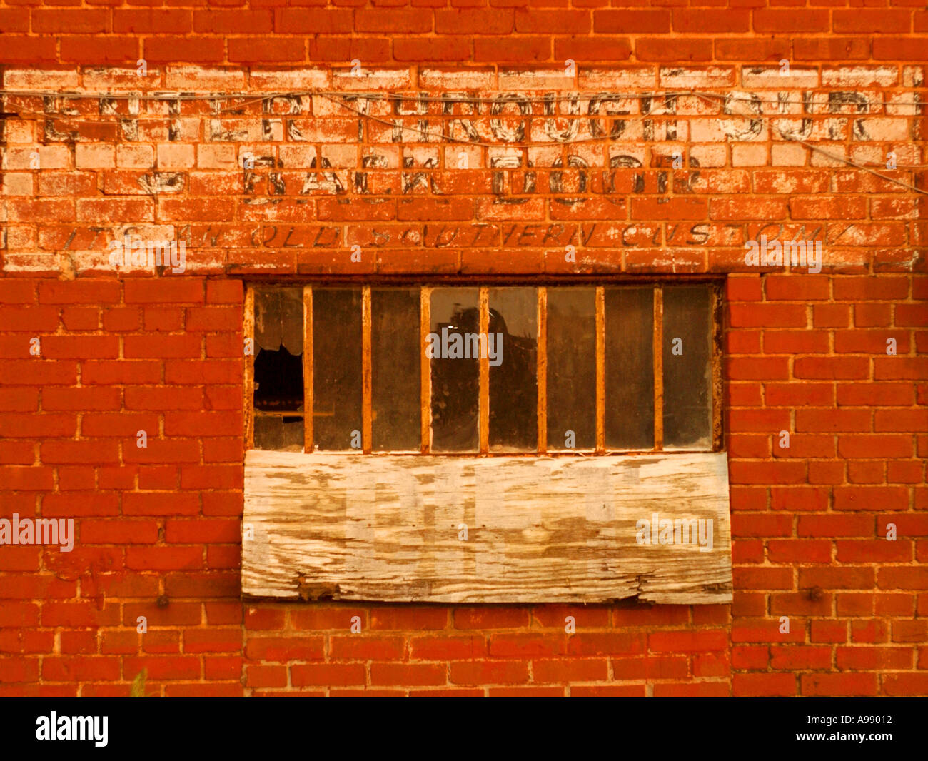 Facade of old abandoned brick building Stock Photo - Alamy