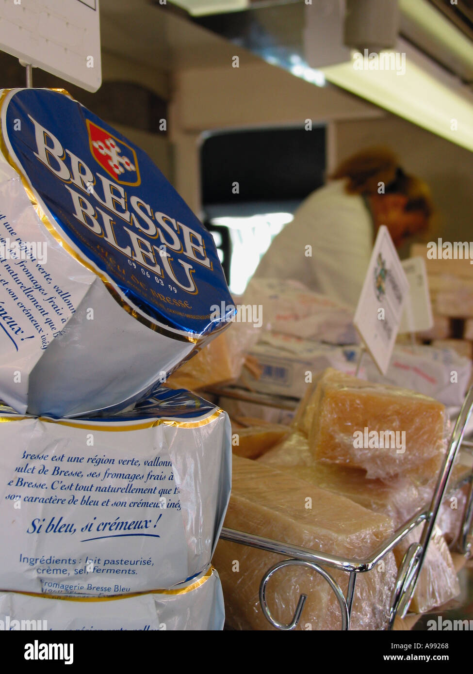 French Cheese Stall Stock Photo