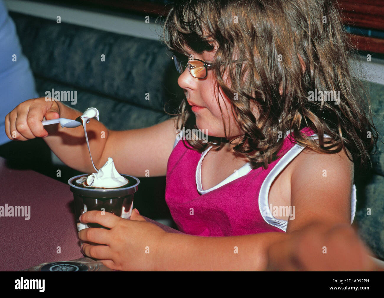 child eating ice cream Stock Photo