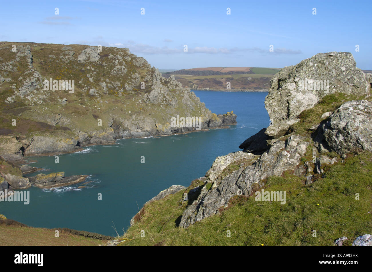 Starehole Bay at the entrance to Salcome Harbour near Bolt Head on the ...