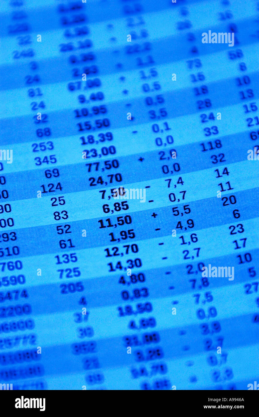 Stock exchange quotations Stock Photo Alamy