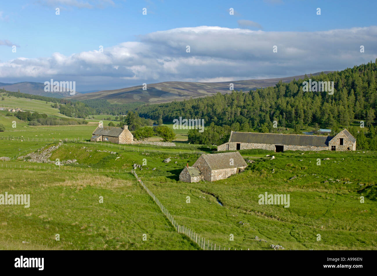 Upland Hill Farm at Glen Gairn Ballater Aberdeenshire Grampian Region Scotland Stock Photo