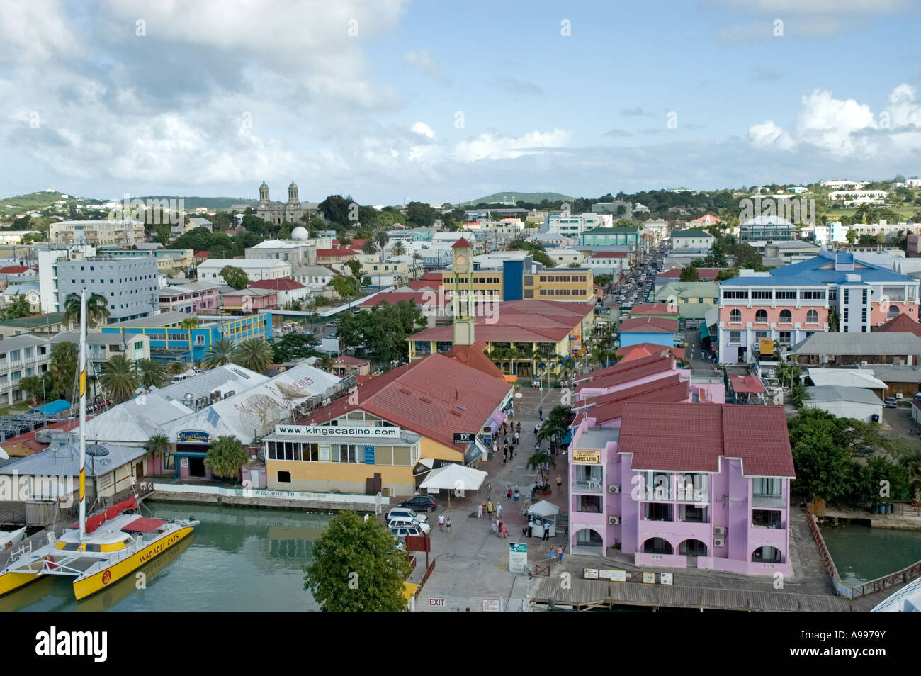 A view of the city of St John's from the cruise ship dock to the ...