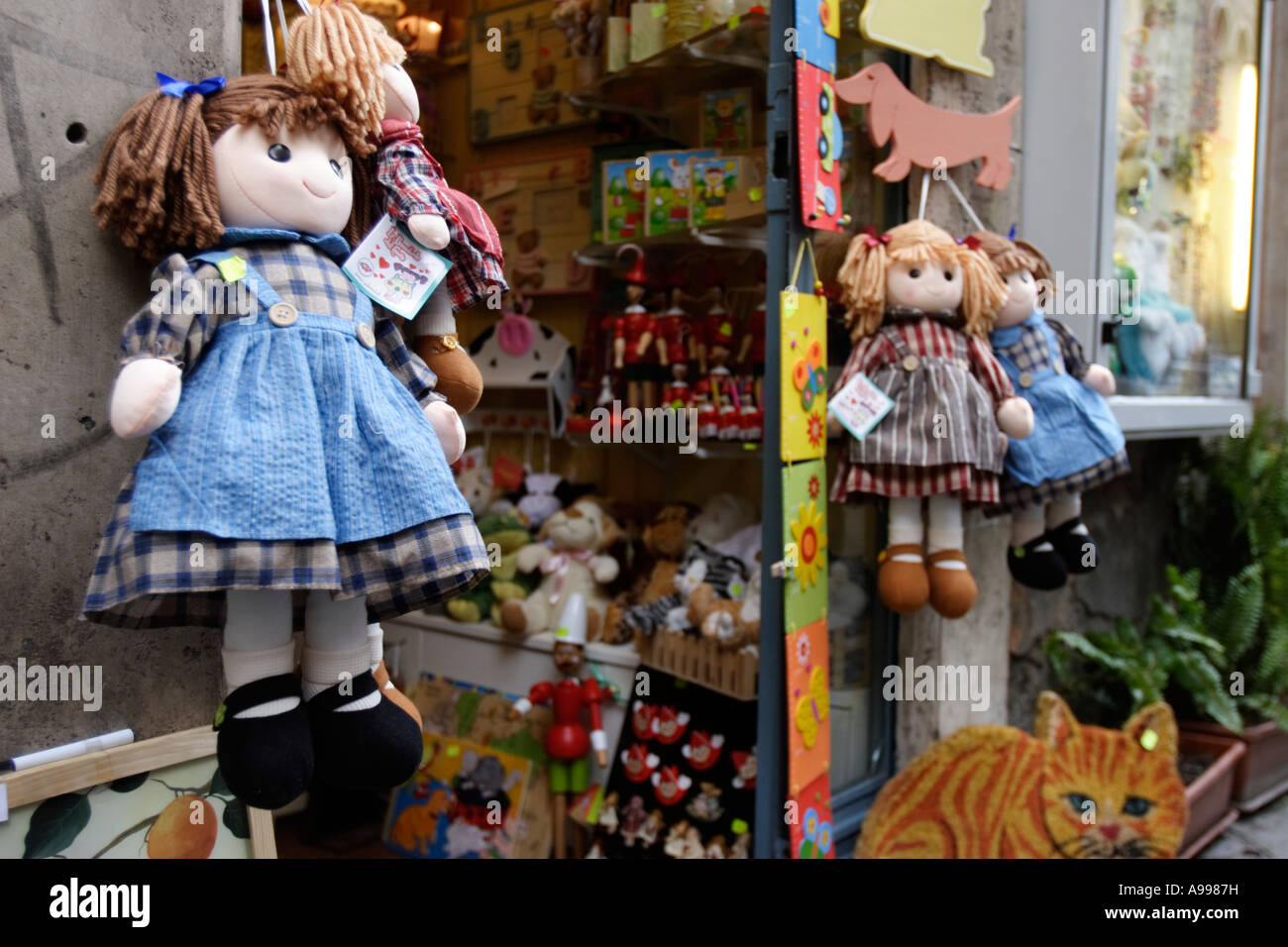 Rag dolls at local street shop Rome, Italy Stock Photo Alamy