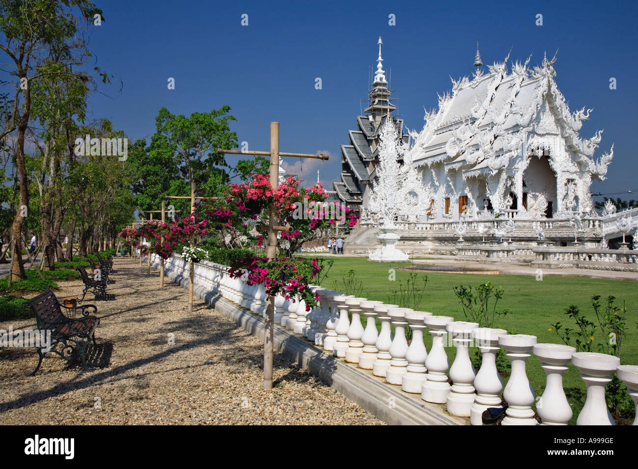 The beautiful white temple of Wat Rong Khun in central Thailand Stock ...