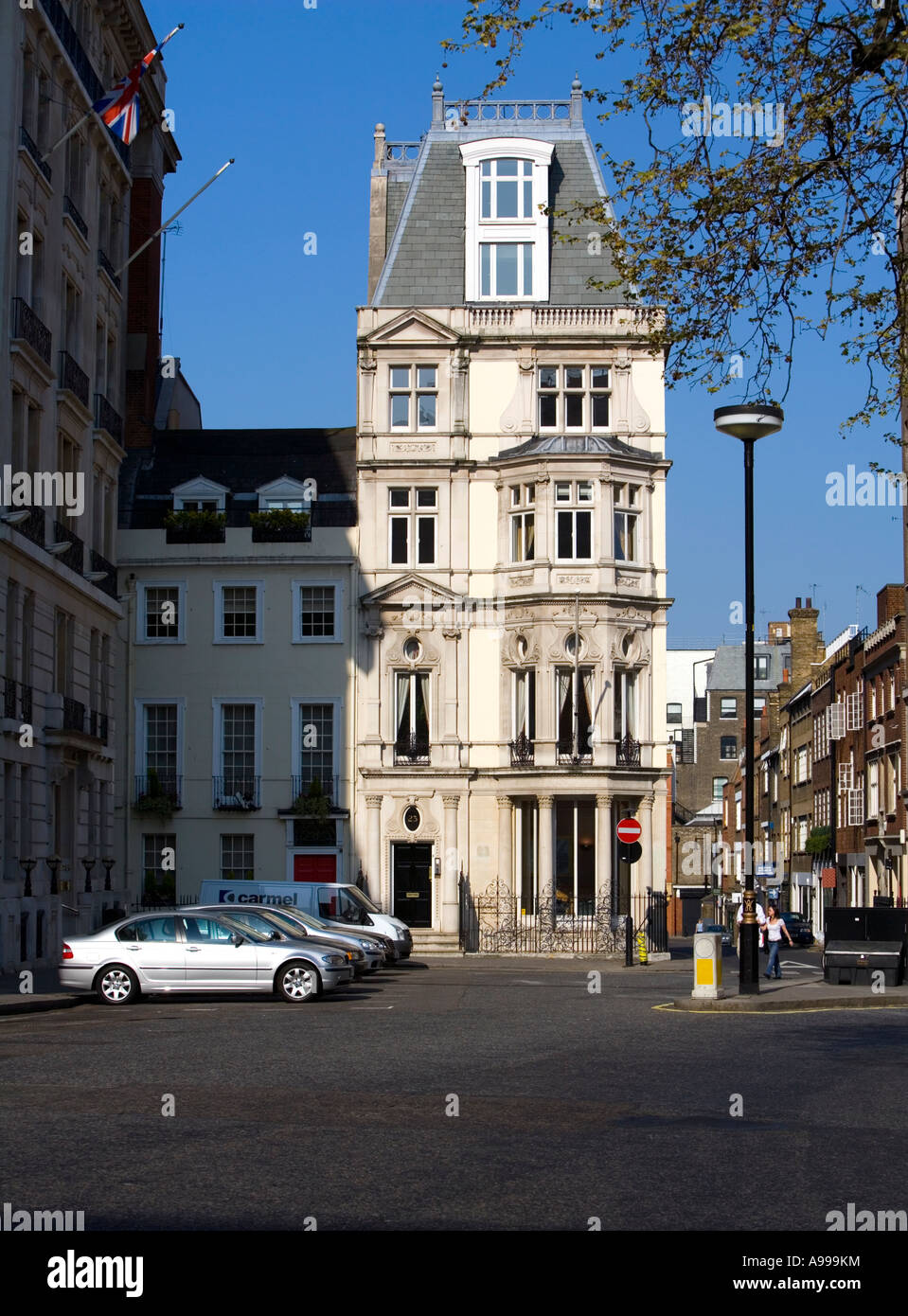 Berkeley Square property, Mayfair, London, England UK, Distinctive architecture in one corner of