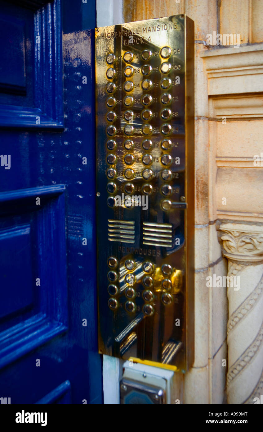 Burnished brass Entryphone/security module "Bickenhall Mansions" London