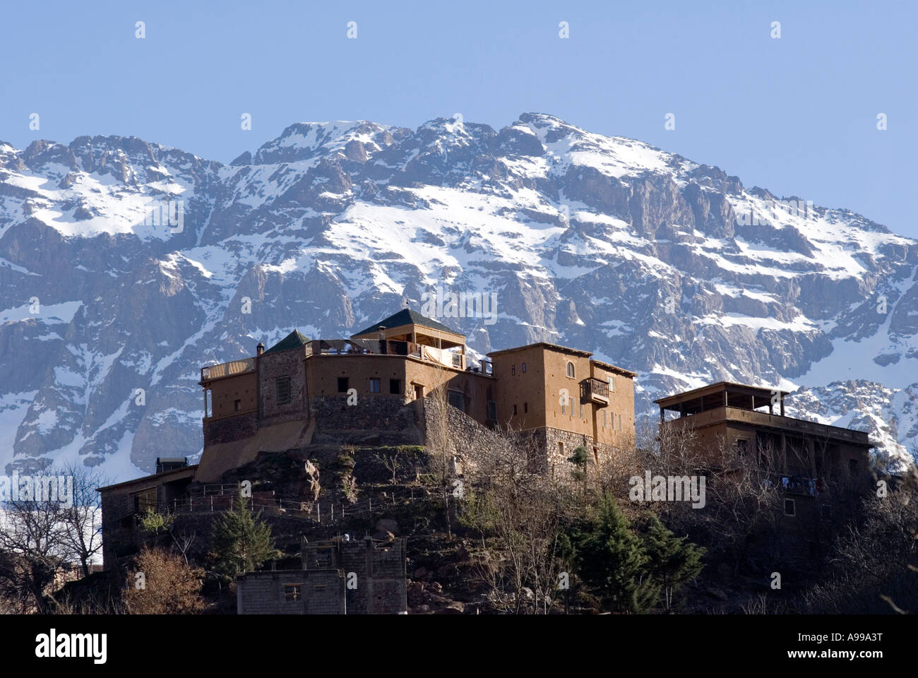 Kasbah du Toubkal hotel in the High Atlas mountains. Morocco Stock Photo