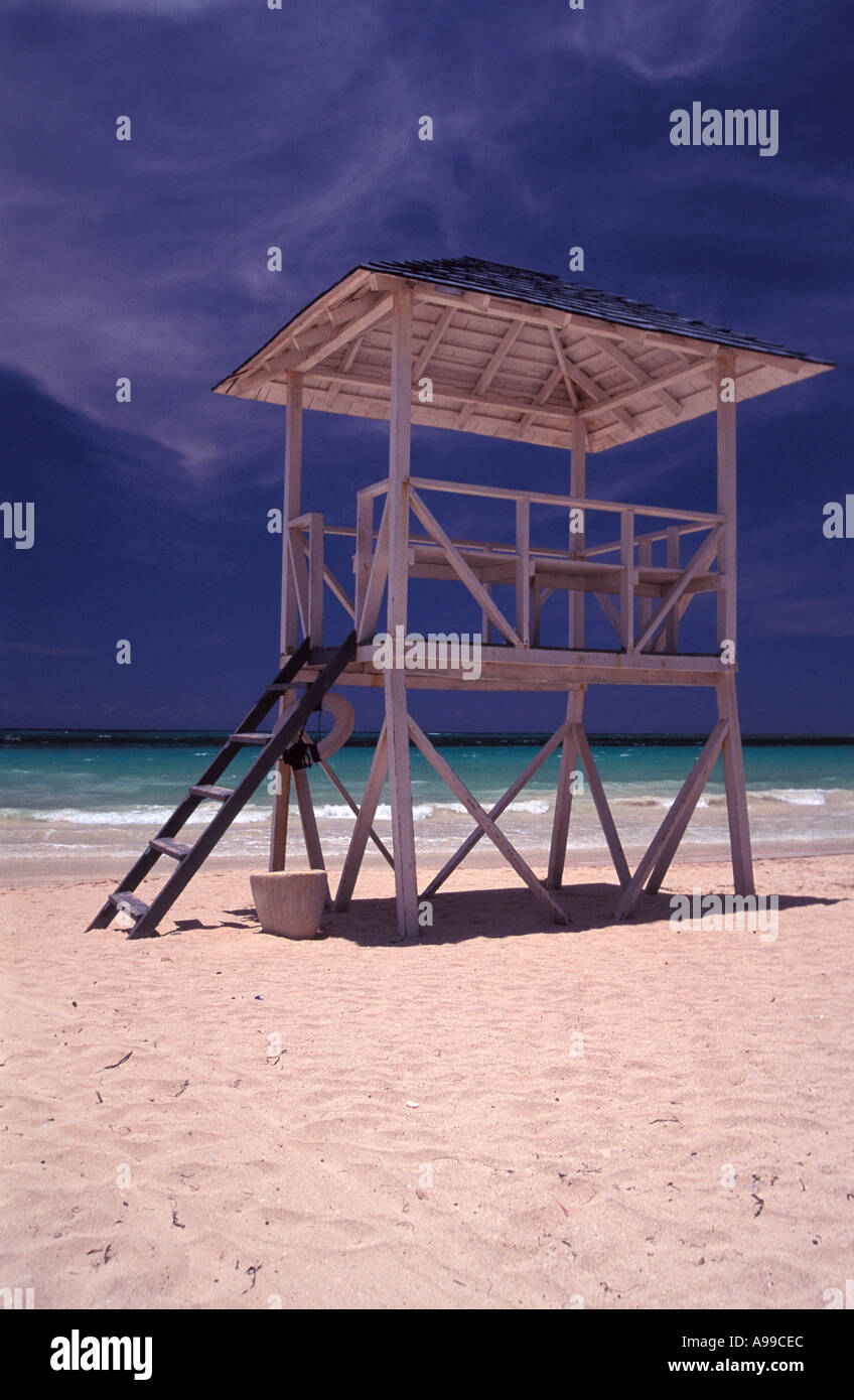 Life Guards Lookout on Trelawny Beach Jamaica Stock Photo