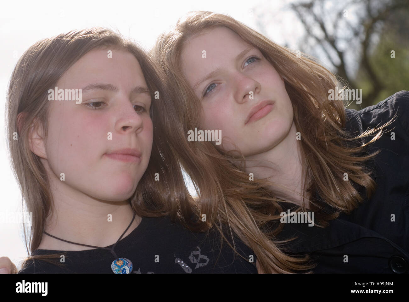 Two girls 13 years old Stock Photo Alamy