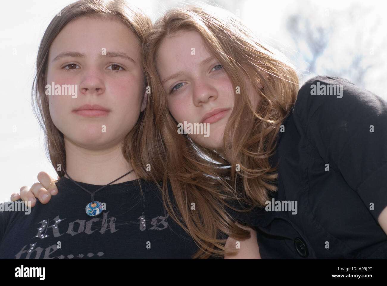 Two girls 13 years old Stock Photo Alamy