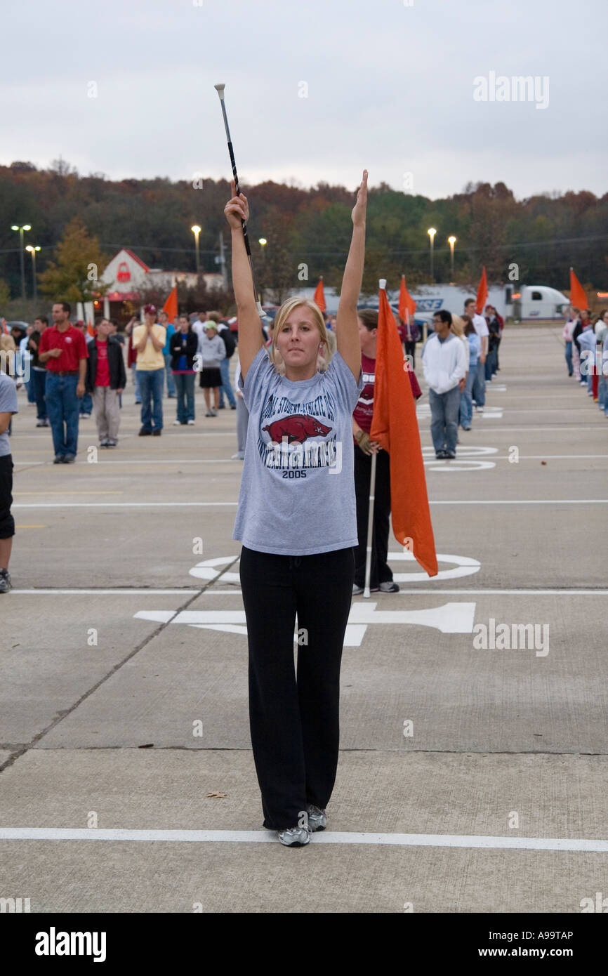 USA University of Arkansas at Fayetteville marching band practicing for