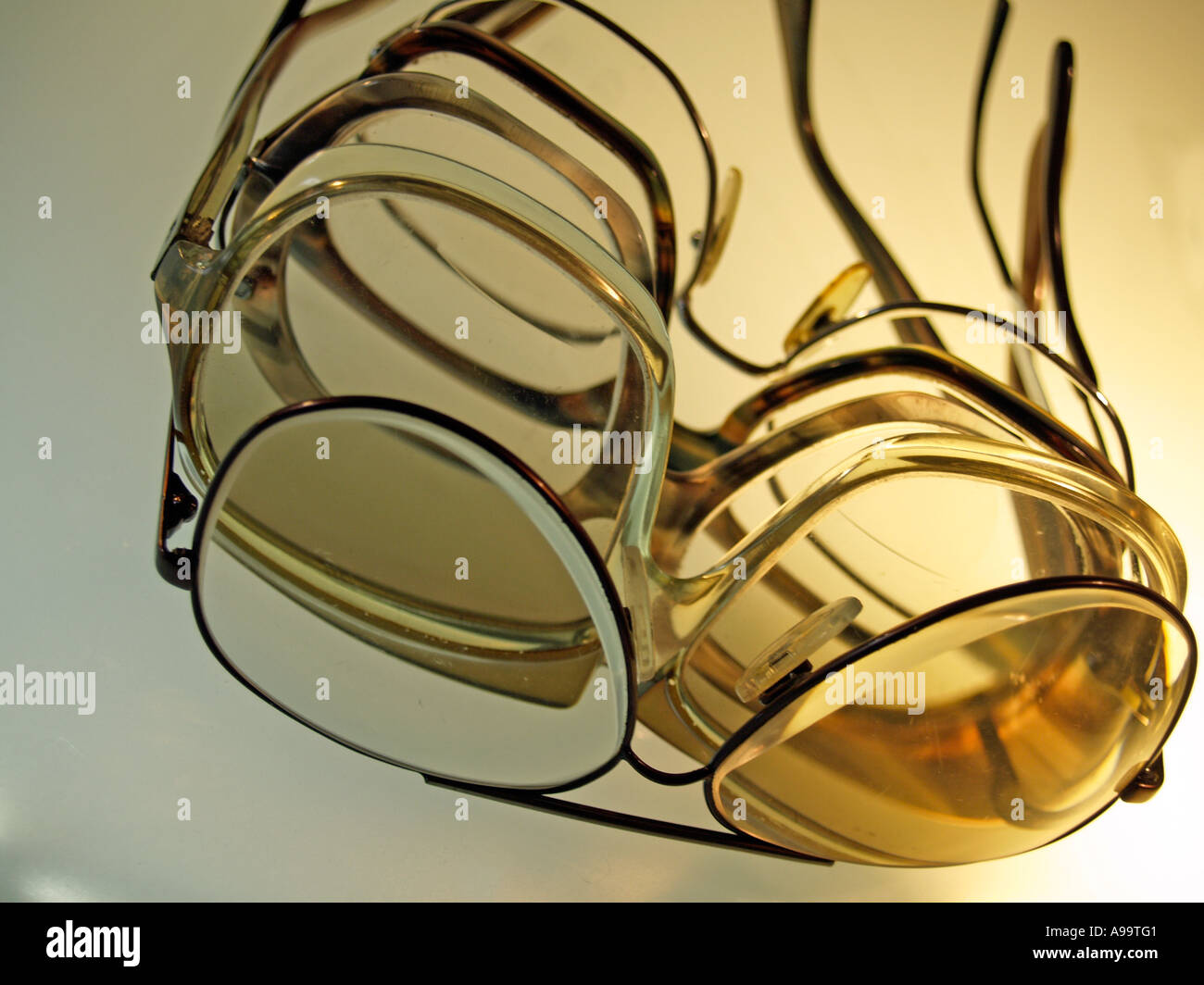 collection of different old fashioned spectacles frames eyeglasses from