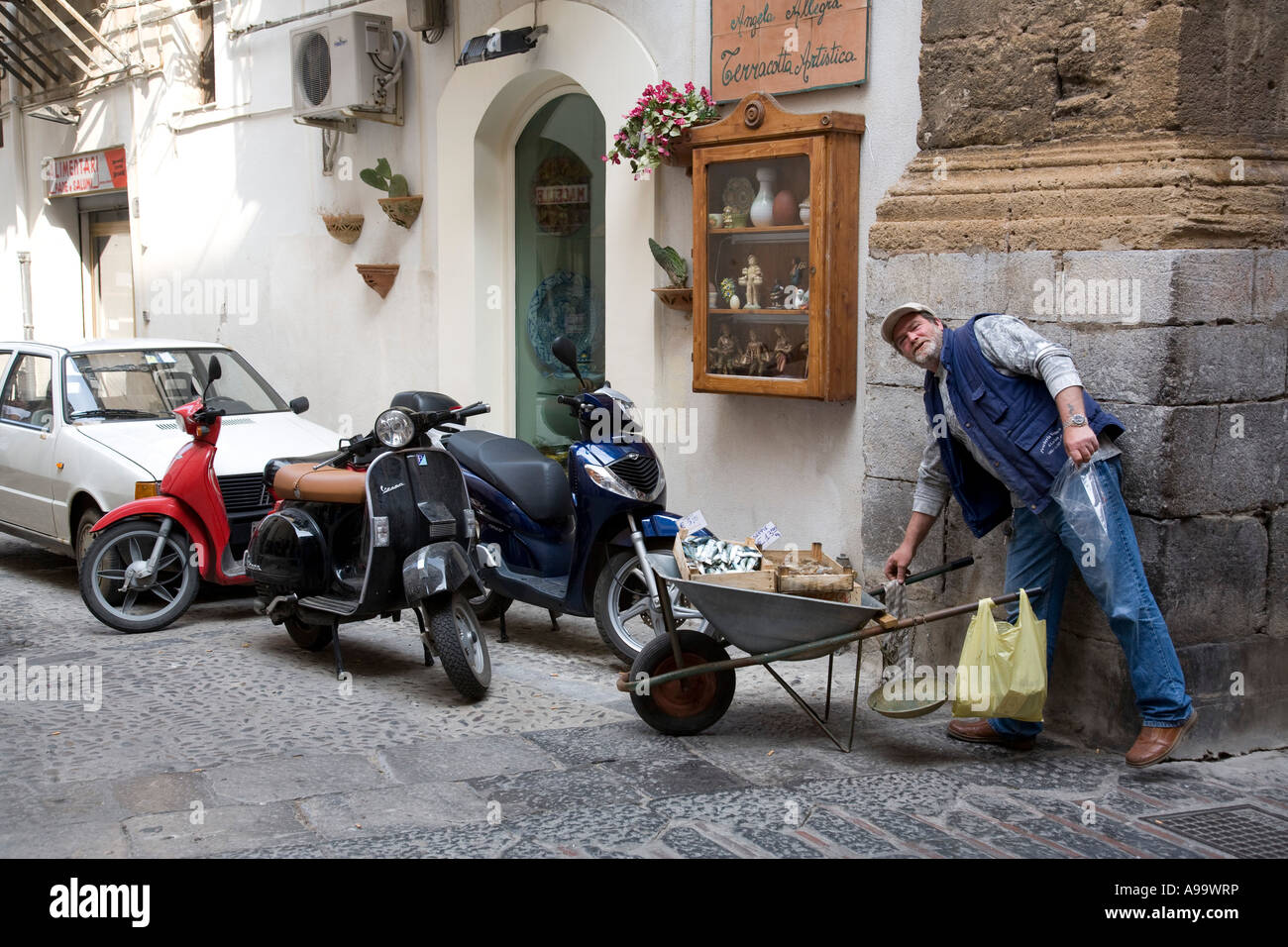Corso Fish Sicilian fish monger on Corso Ruggero Cefalu Sicily Italy Stock Photo ...
