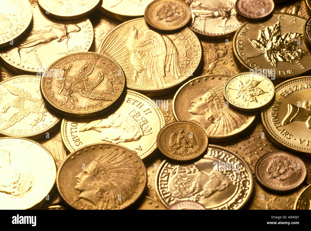 BACKGROUND OF INTERNATIONAL GOLD BULLION COINS Stock Photo Alamy