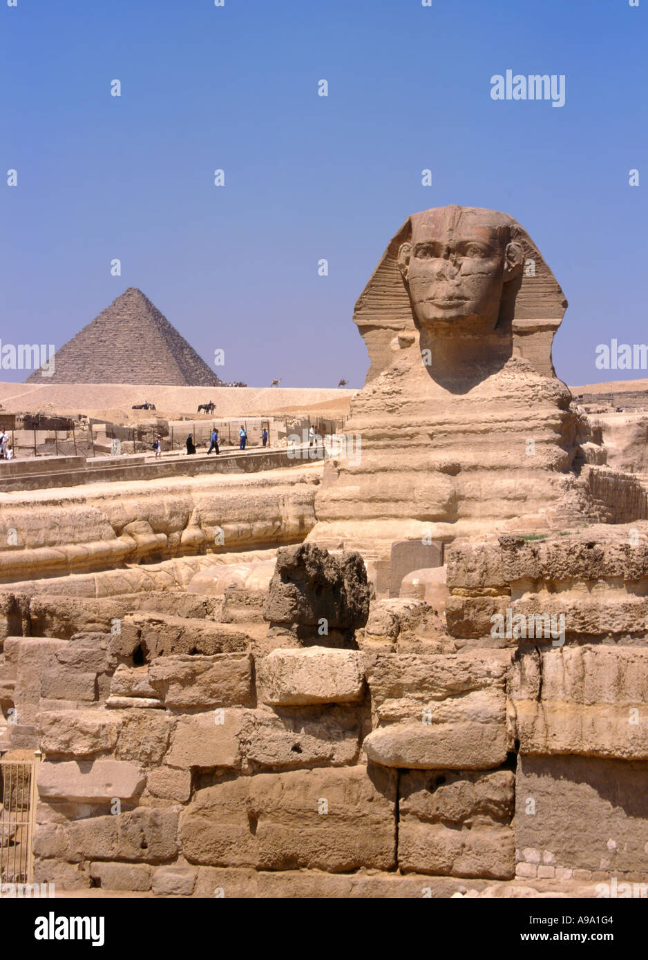 Front side view on Sphinx with tourists Egypt Stock Photo - Alamy