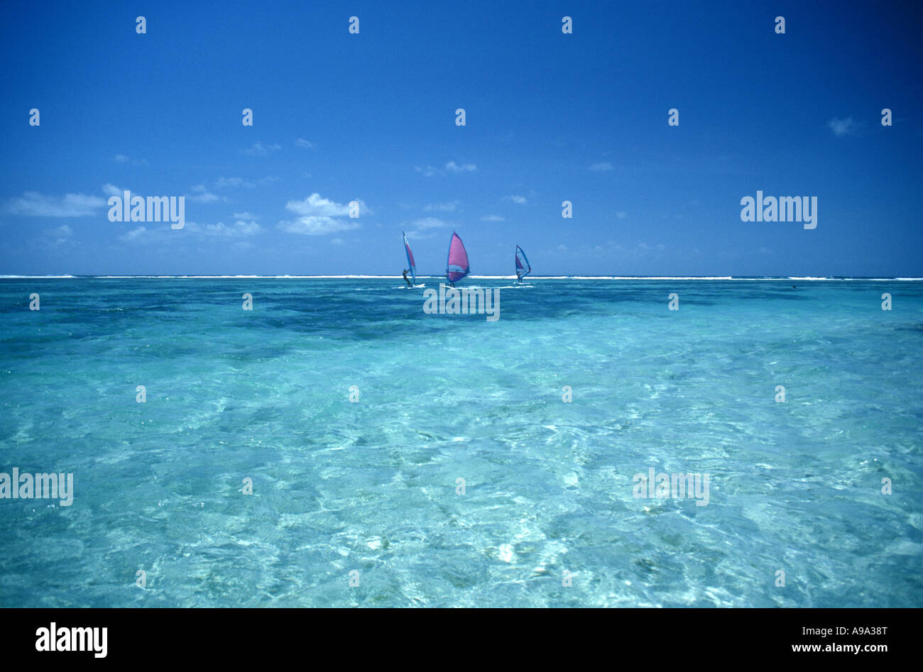 WINDSURFING GRANDE TERRE GUADELOUPE ISLANDS LESSER ANTILLES Stock Photo