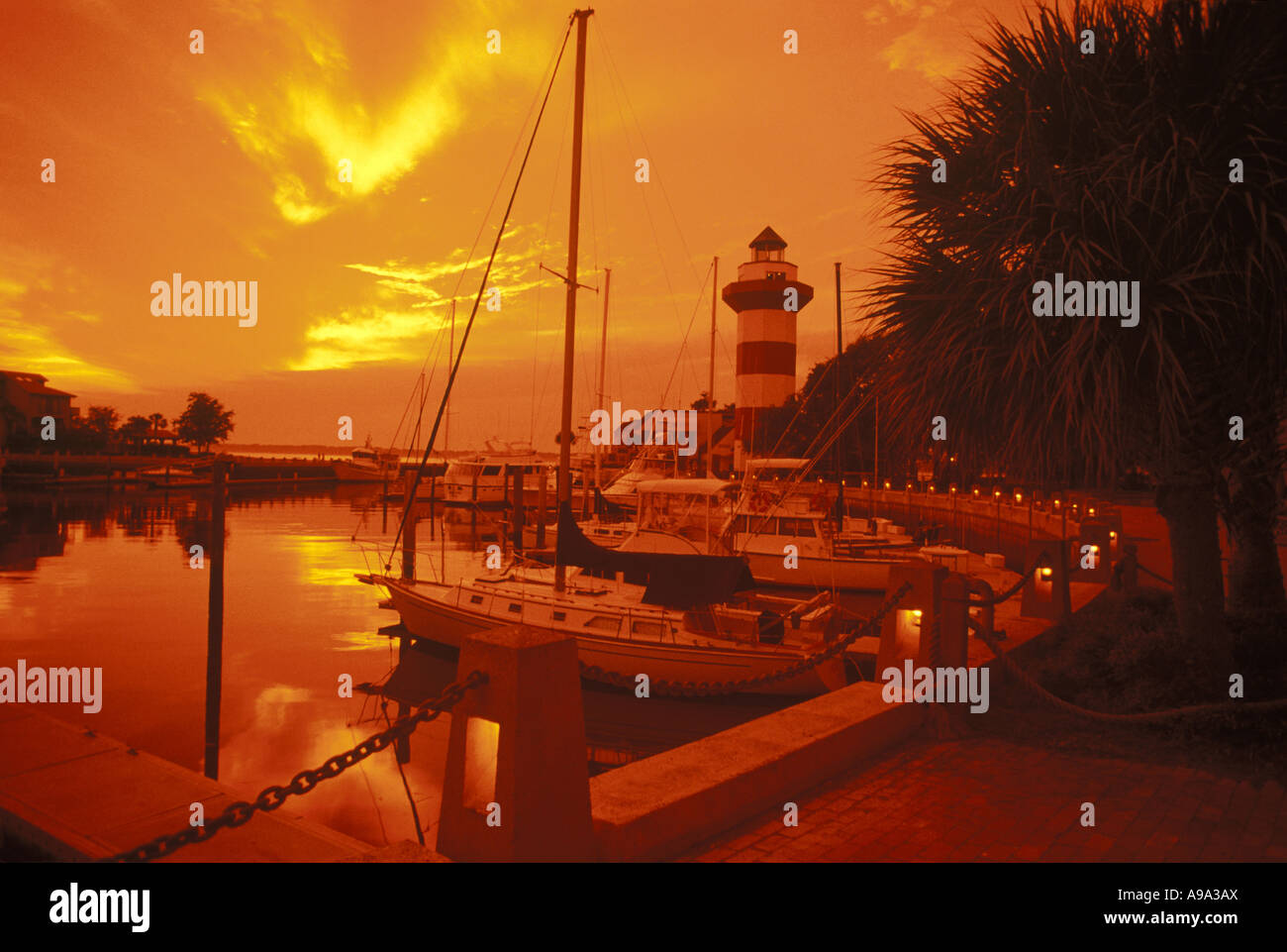 LIGHTHOUSE HARBOR TOWN HILTON HEAD ISLAND SOUTH CAROLINA USA Stock Photo