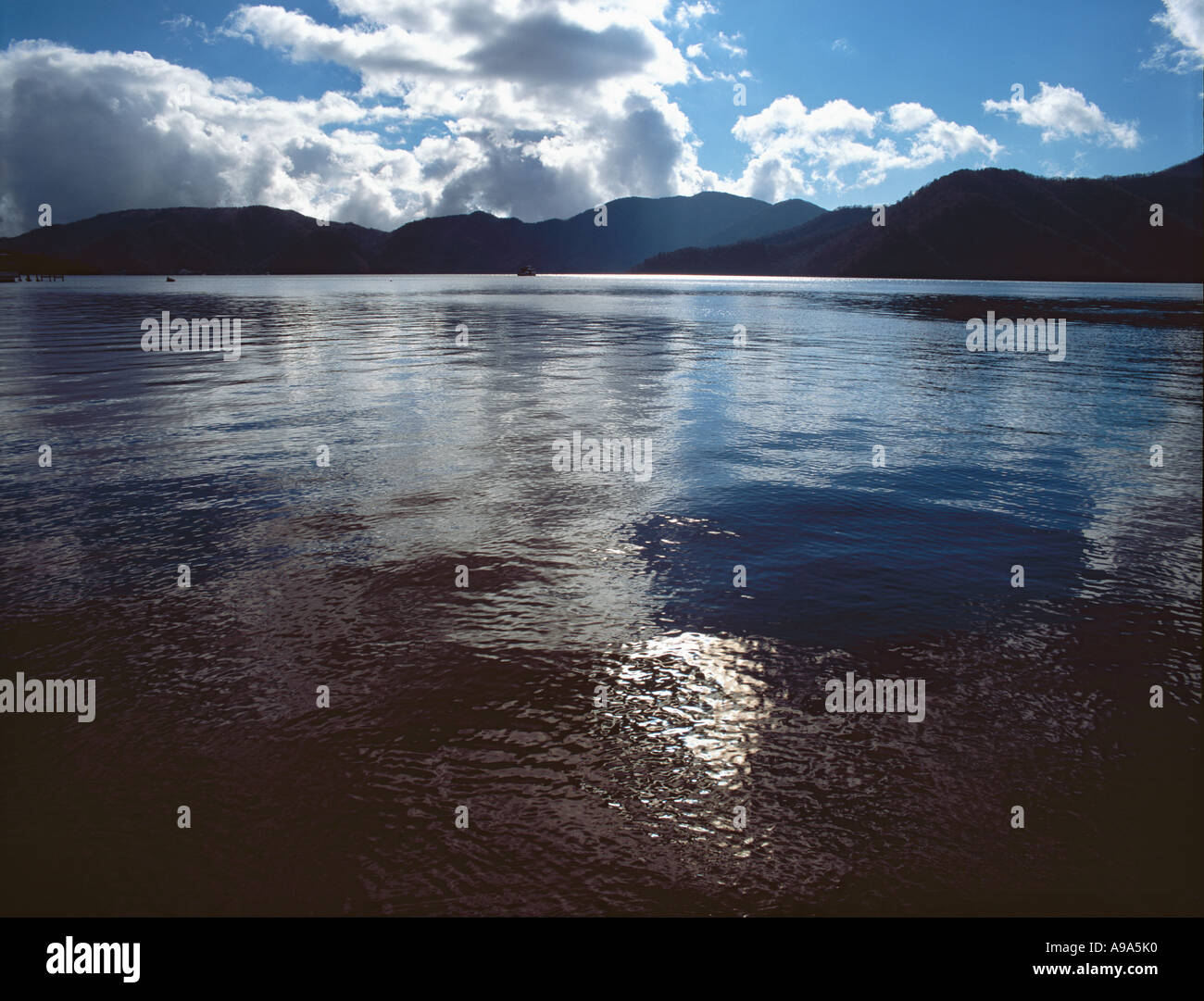 Evening light on Lake Chuzenjiko Nikko National Park northern Japan Stock Photo