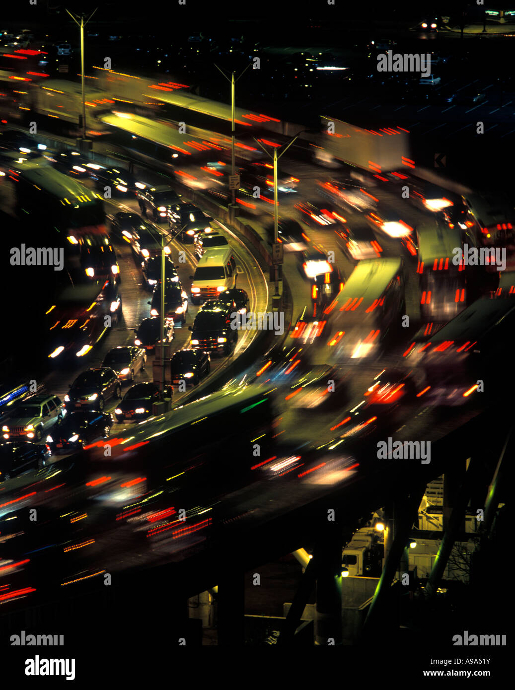 TRAFFIC HIGHWAY LINCOLN TUNNEL APPROACH RAMP WEEHAWKEN NEW JERSEY USA ...