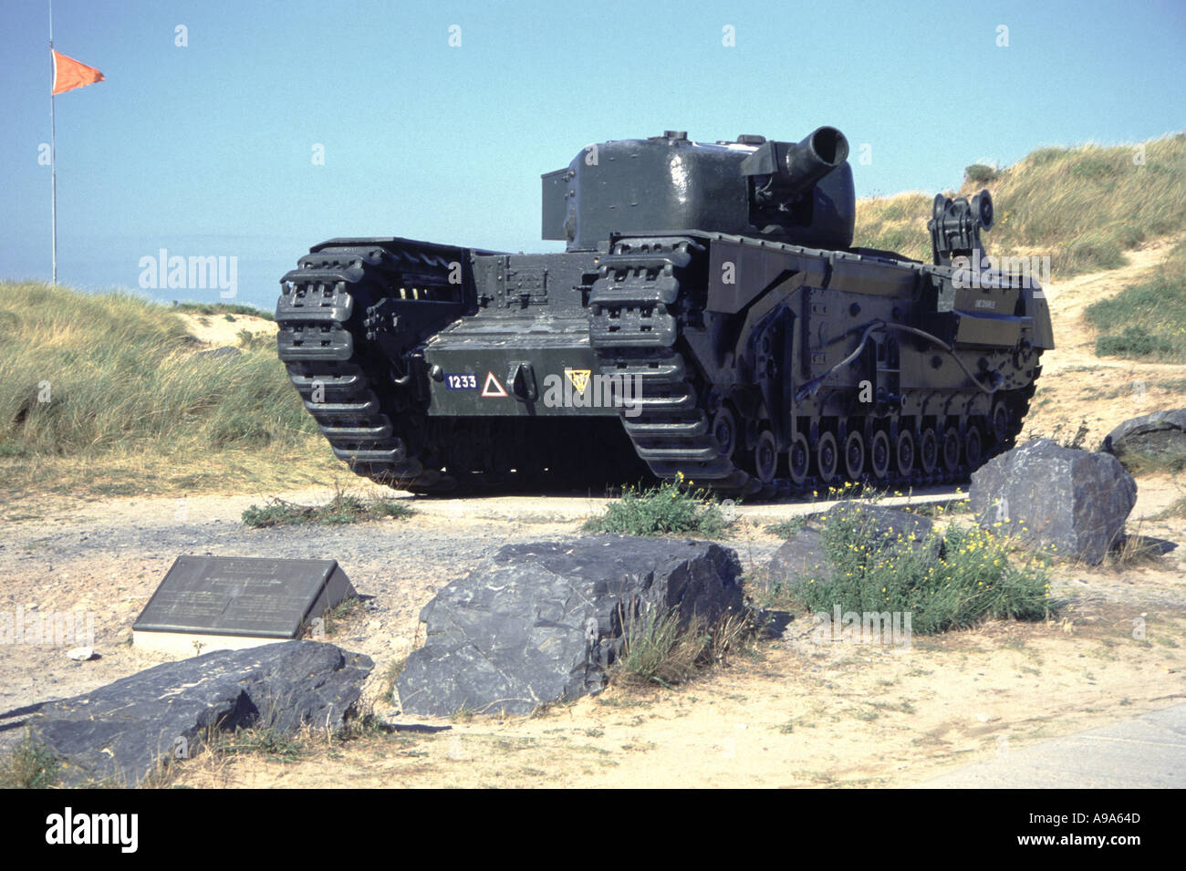 Churchill ARVE tank at Graye sur Mer Juno Beach in Normandy France