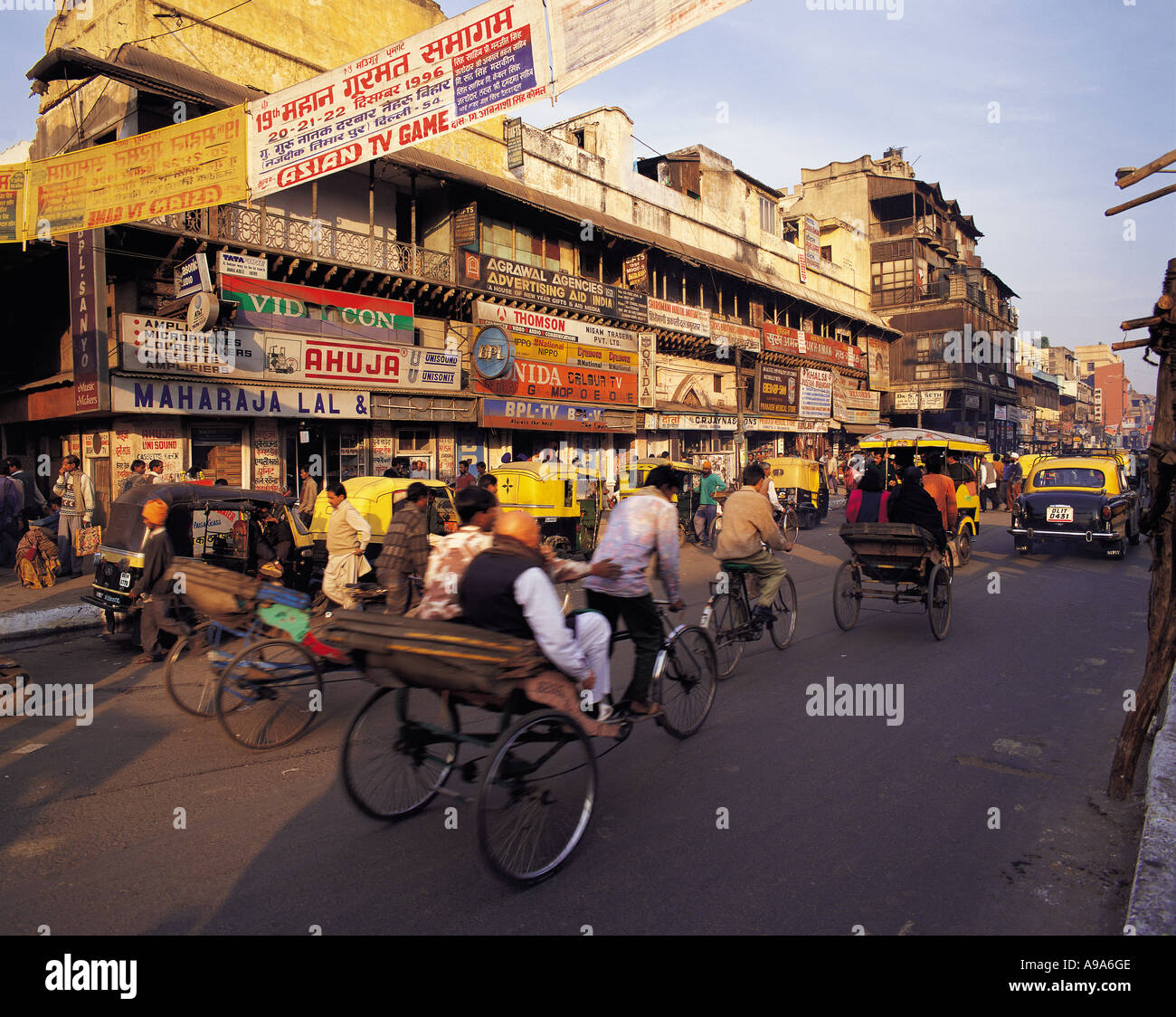Busy traffic and passers by in Chandni Chowk market area central Delhi India Stock Photo Alamy