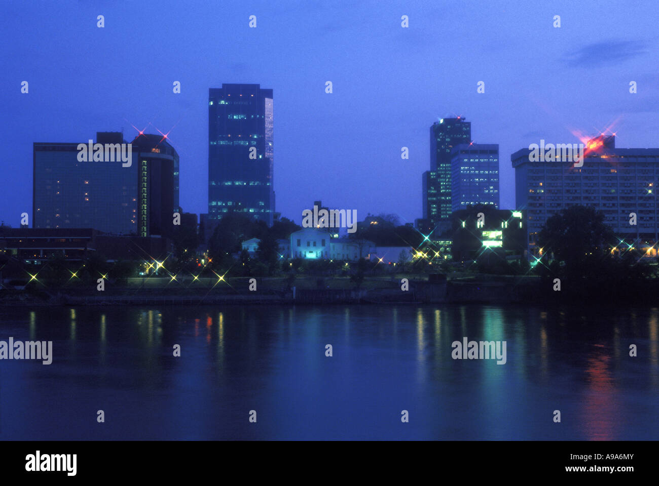 DOWNTOWN SKYLINE LITTLE ROCK ARKANSAS RIVER ARKANSAS USA Stock Photo