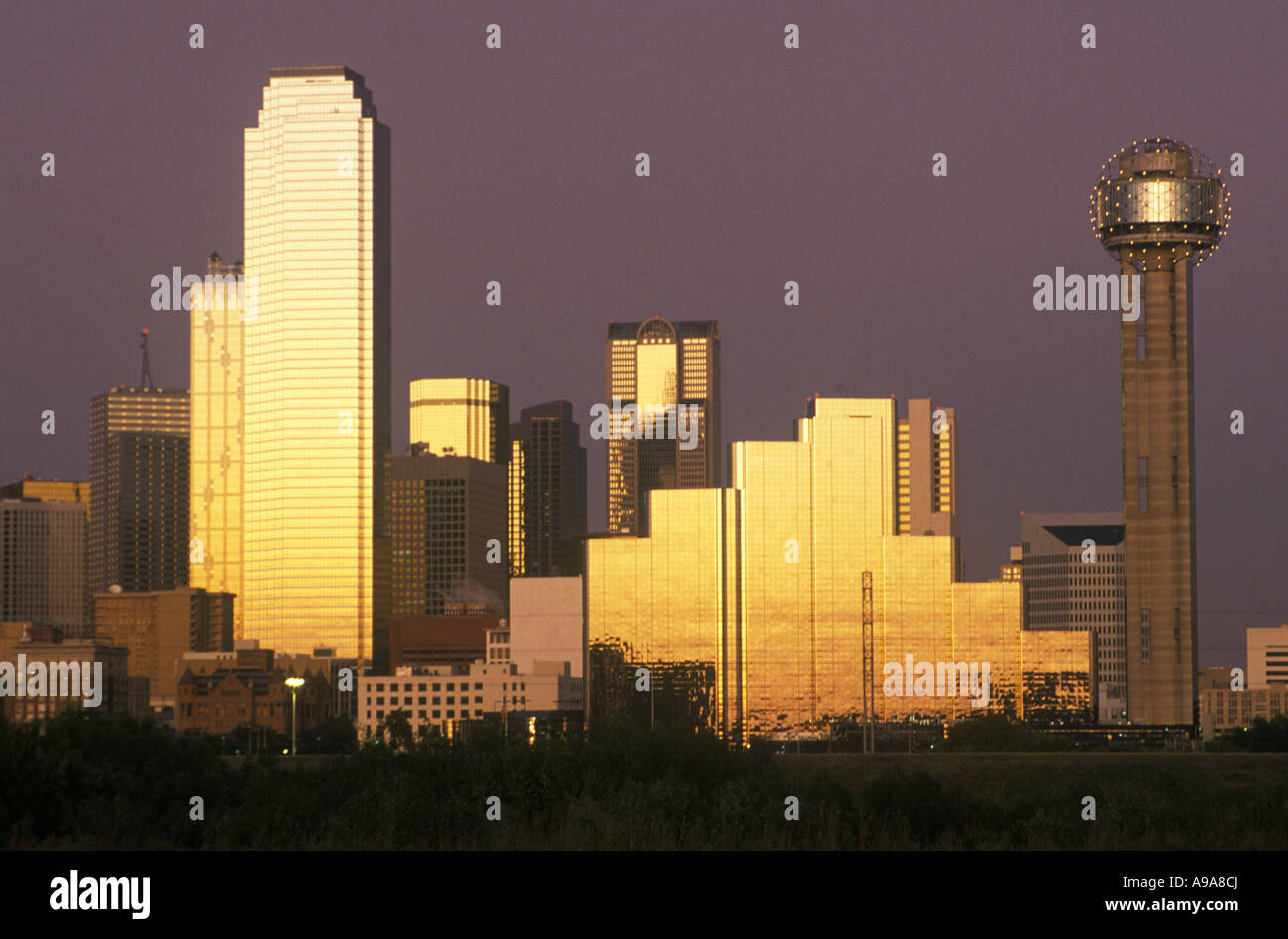 1992 HISTORICAL DOWNTOWN SKYLINE TRINITY RIVER GREENBELT PARK DALLAS