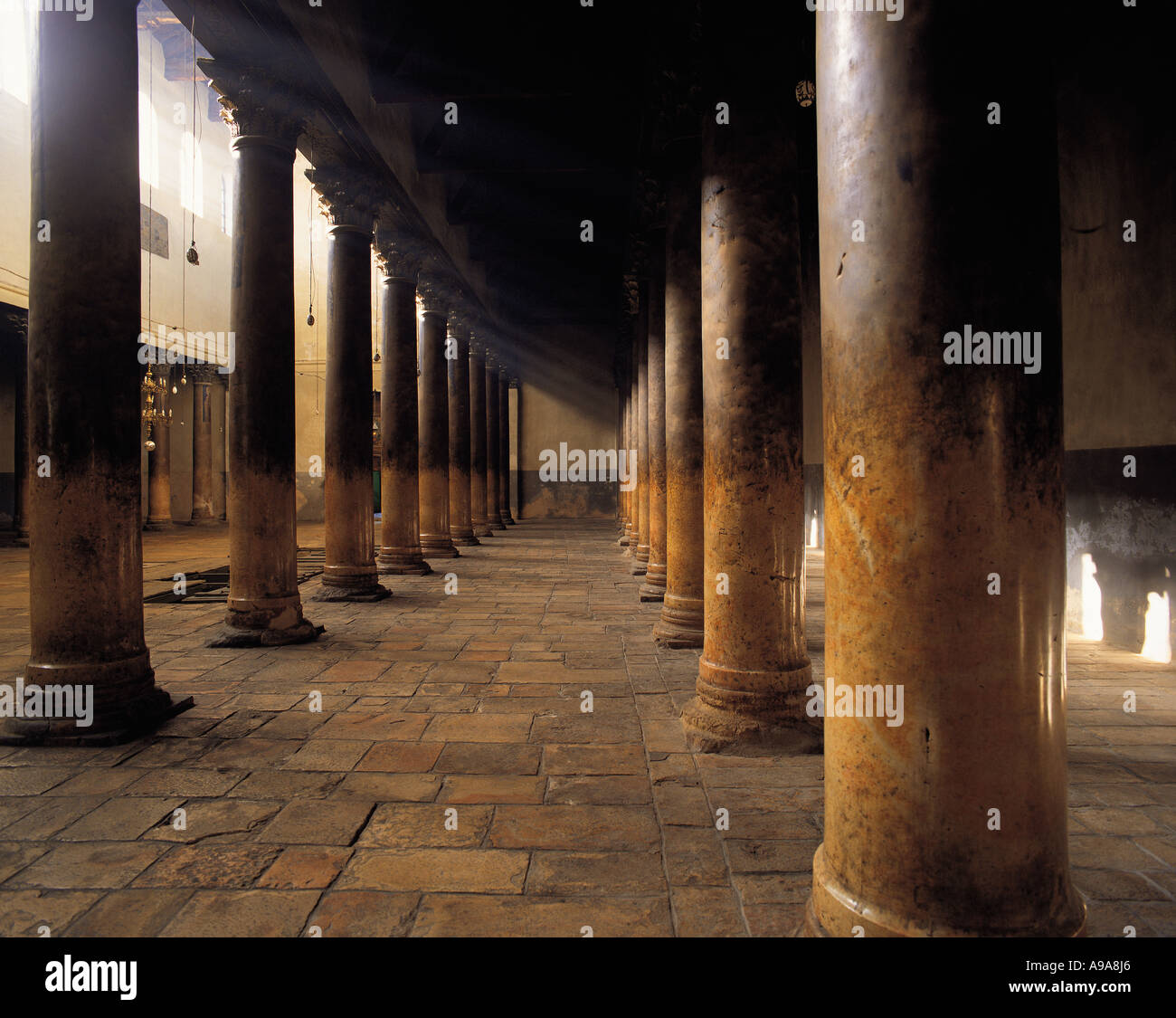 Interior of the Church of the Nativity Bethlehem Israel Stock Photo Alamy