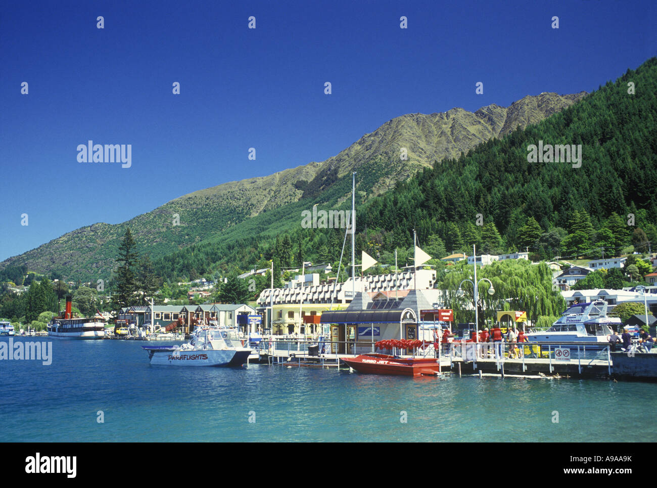 STEAMER WHARF LAKE WAKATIPU QUEENSTOWN SOUTH ISLAND NEW ZEALAND Stock ...