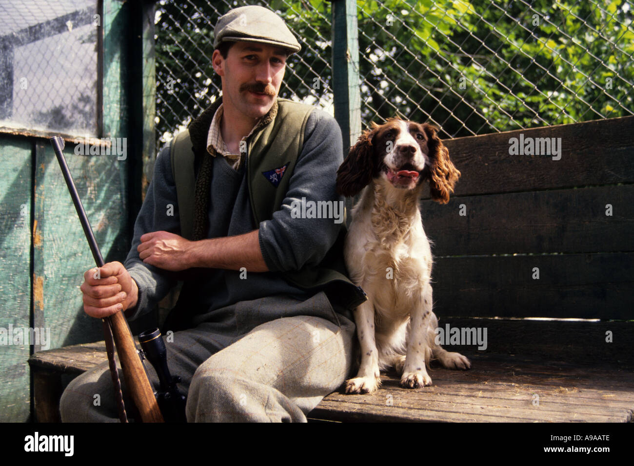 hunter rifle dog Scotland Stock Photo Alamy