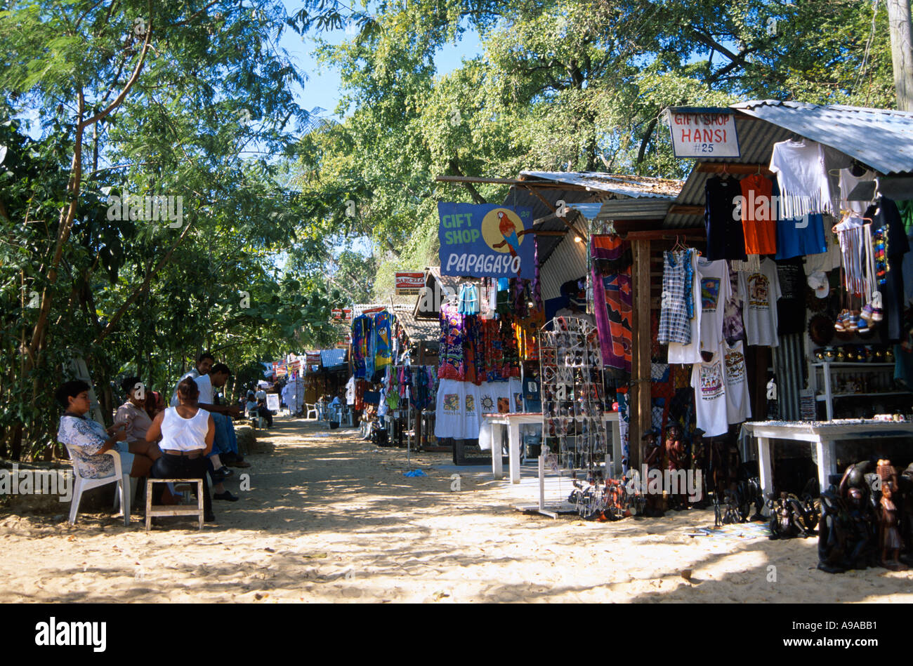 Market on the beach Sosua north coast Dominican Republic Hispaniola Caribbean Stock Photo