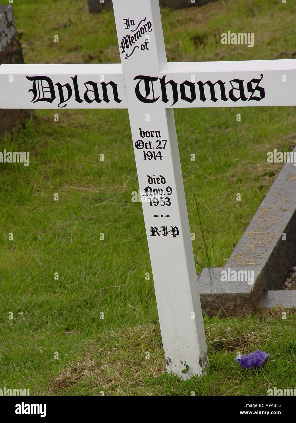 Grave of the Welsh Poet Dylan Thomas buried at the Parish Church of St ...