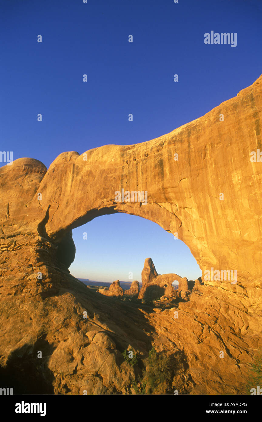 TURRET ARCH NORTH WINDOW ARCHES NATIONAL PARK UTAH USA Stock Photo
