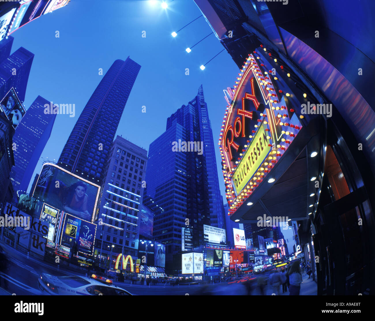 ROXY DELI NEON SIGN TIMES SQUARE MANHATTAN NEW YORK CITY USA Stock