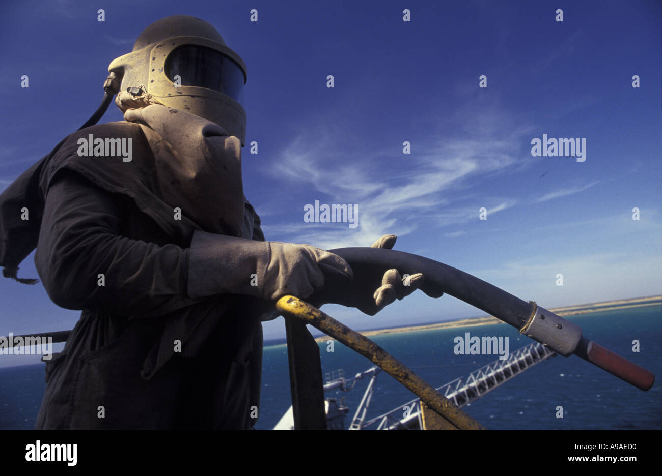 Cleaning Oil Rig Stock Photo Alamy