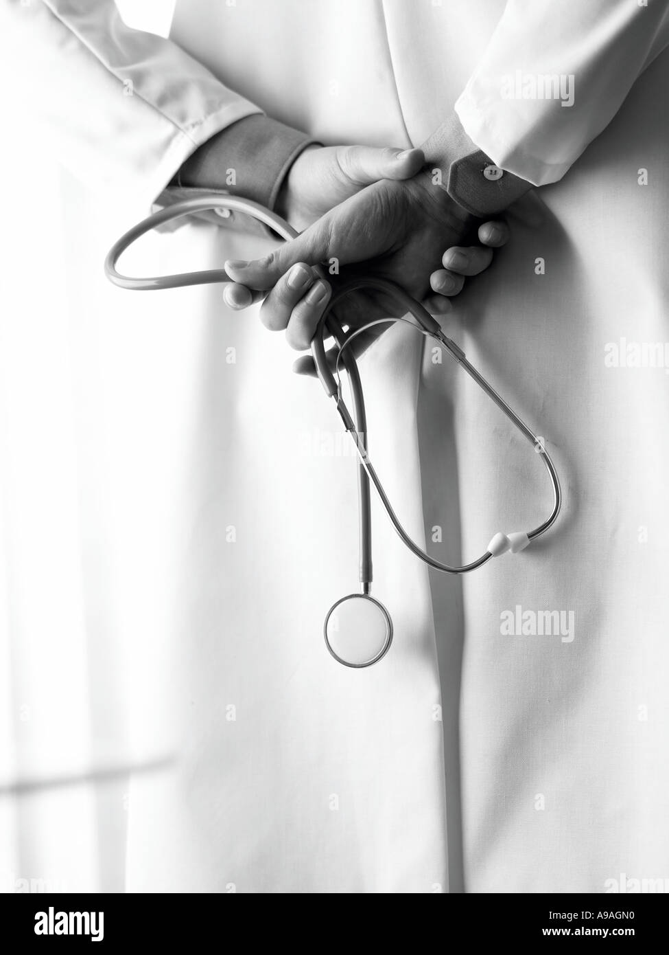 medic with stethoscope black and white Stock Photo - Alamy